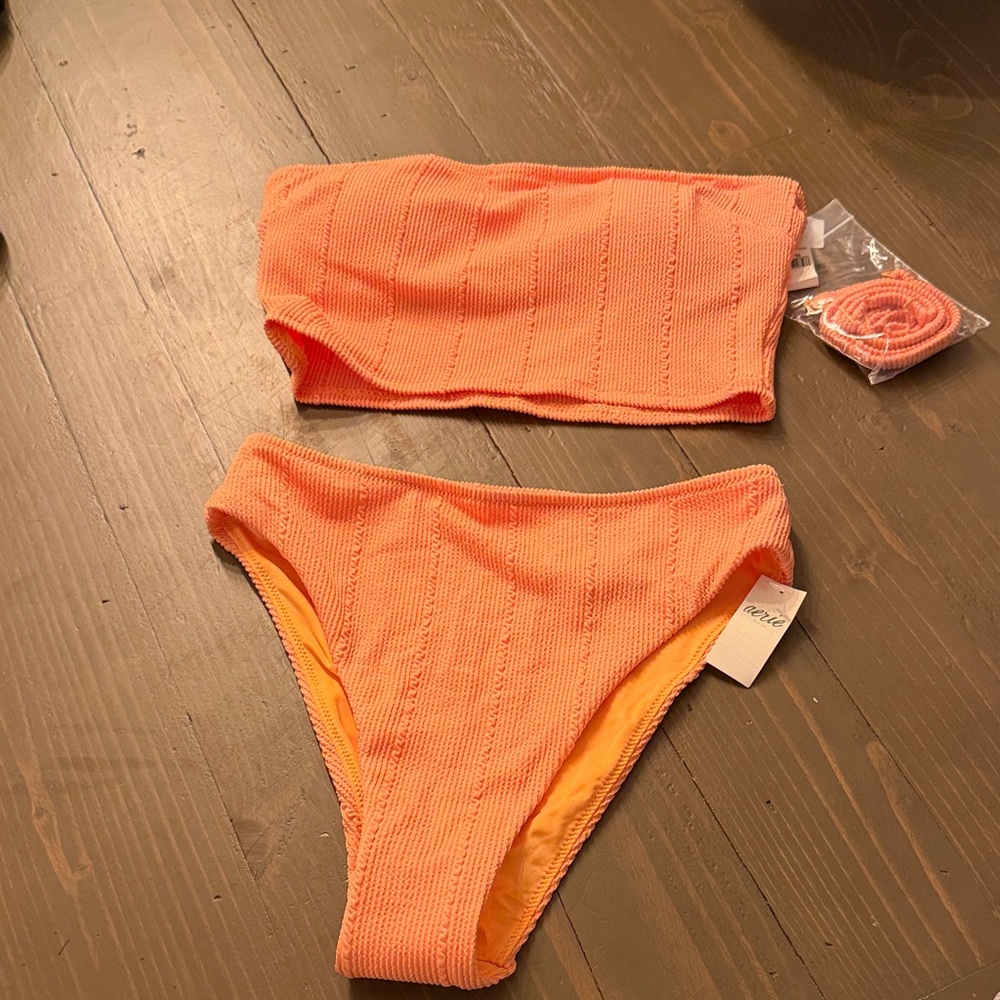 Aerie coral/orange Textured Bikini Set